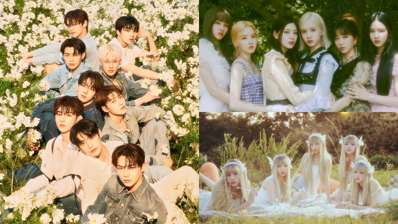 kpop spring vibes concept photos: ZEROBASEONE, STAYC, NewJeans